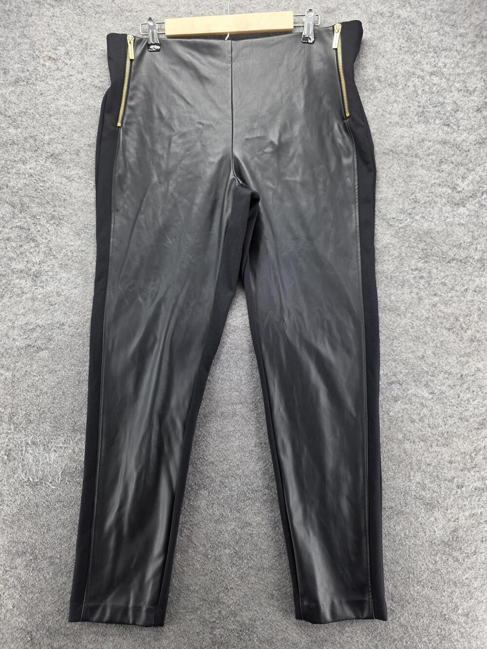 MICHAEL Michael Kors Pants Womens XL Black Faux Leather Jegging Pockets 30 In